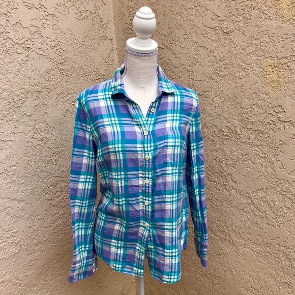 J Crew purple & blue plaid button down shirt - Picture 2 of 3